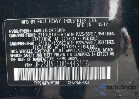 2013 Subaru Forester 2.5X Limited из США, поврежденный, VIN JF2SHAEC0DH443106